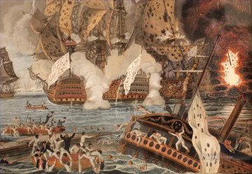 Buque de guerra Painting - Combate naval 12 de abril de 1782 Batalla naval de Dumoulin